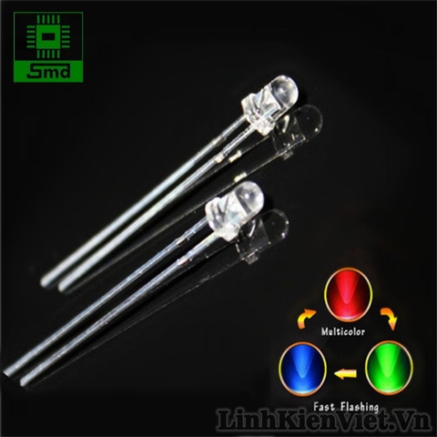 Led RGB 3mm tự nháy (Chậm)