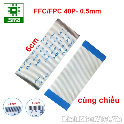 Cáp FFC/FPC 40P-0.5mm-6cm cùng chiều