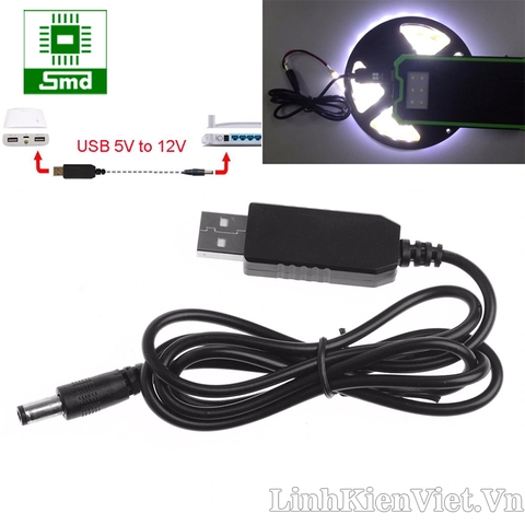 Cáp chuyển đổi điện áp từ cổng USB 5V sang 12V