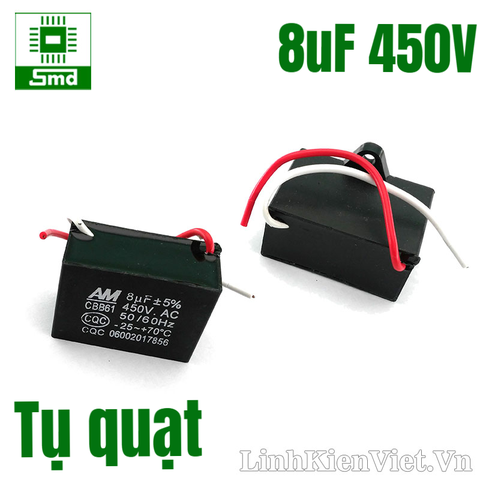 Tụ quạt 8uF 450V (50x25x35)