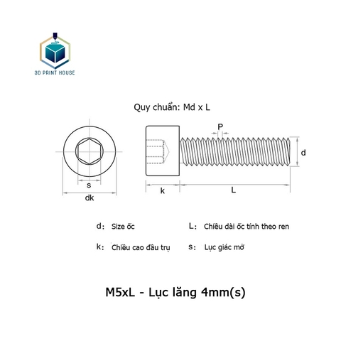 Bulông - Vít ốc inox 304 lục giác Đầu trụ (có khấc) M2.5