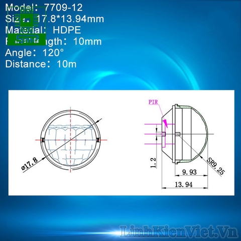 Đầu chụp cảm biến PIR 7709-12 trắng(17.8*13.94mm) pir fresnel lens 7709-12