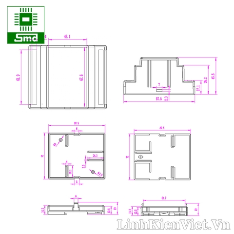 Hộp nhựa PLC 88x72x59mm