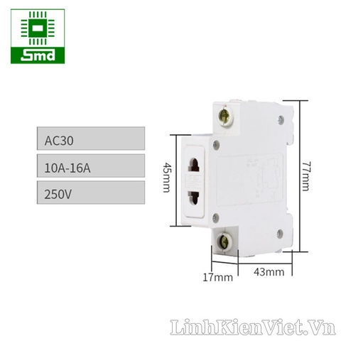 Ổ cắm gắn ray AC30 (10-16A)