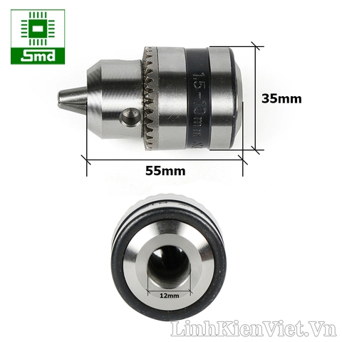 Đầu kẹp mũi khoan 1.5-10mm trục 12mm B12