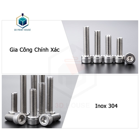 Bulông - Vít ốc inox 304 lục giác Đầu trụ (có khấc) M5