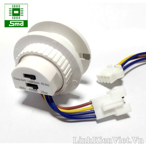 Công tắc cảm biến chuyển động hồng ngoại bật tắt đèn tự động 220V - Có điều chỉnh thời gian và độ nhạy