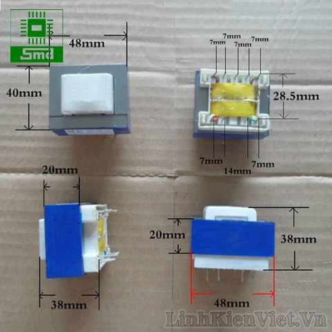 Biến áp 220V-12V (8W-650mA) có chân hàn PCB