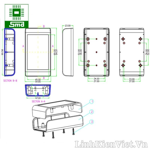 Hộp nhựa 95x55x23mm BMD60002-A9