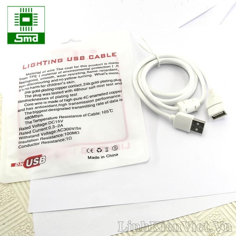 Cable nối dài USB hai đầu đực - cái (Màu trắng - 1m)