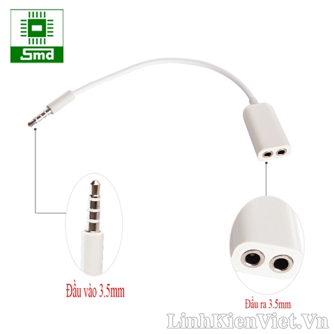 Cáp chia audio 3.5mm ra hai đầu cái [Loại 2]