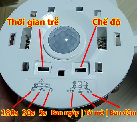 Công tắc cảm biến chuyển động hồng ngoại 220V 100W âm trần Downlight chỉnh độ nhạy và thời gian sáng