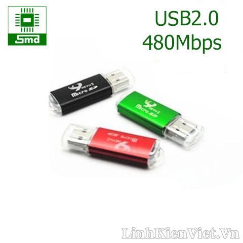 Đầu đọc thẻ MicroSD tốc độ cao USB 2.0 vỏ nhôm