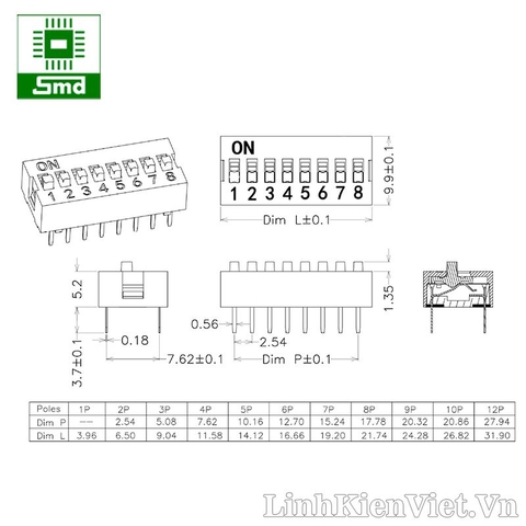 Gạt bít 10P (DIP-20) DS-10