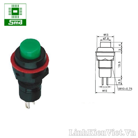 Công tắc nhấn giữ DS-211 10mm (Màu Xanh lá)