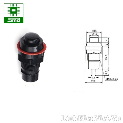 [Combo 5c] Công tắc nhấn giữ DS-211 10mm (Màu Đen)