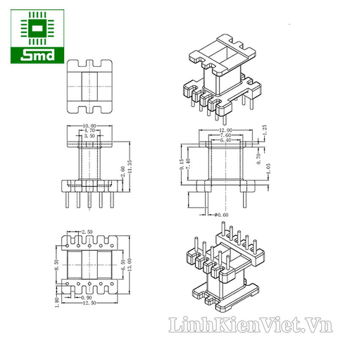 Biến áp xung EE13 DS12V-500mA