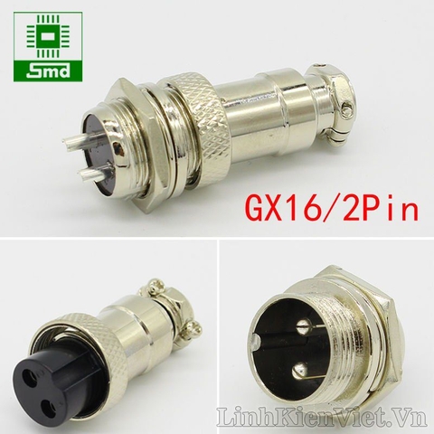 GX16-2P Đầu nối nhanh 2 chân vỏ sắt 16mm