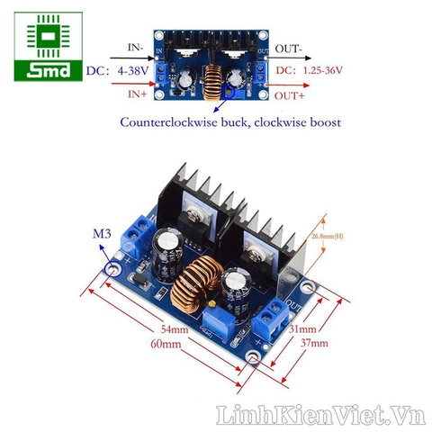 Module Buck hạ áp 8A XL4016 DC-DC 180KHz (4-38V)