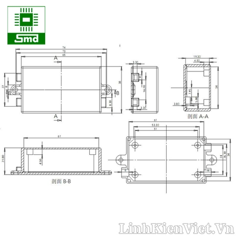 Hôp nhựa 65x38x22