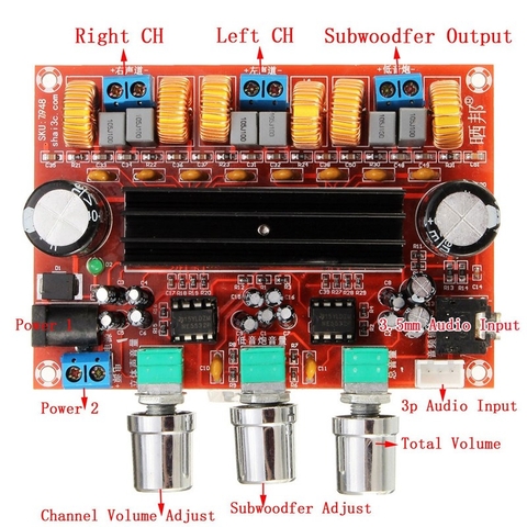 Mạch khuếch đại âm thanh classD 2.1 2x50W + 100W TPA3116D2 chip cắm