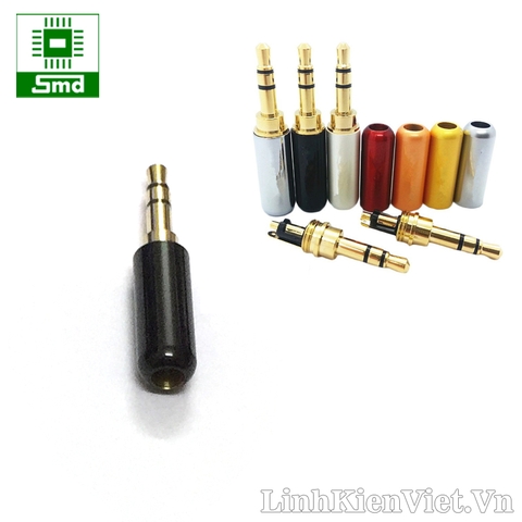 Jack Audio 3.5mm đực 3 chân lõi đồng vỏ nhôm (Đen)