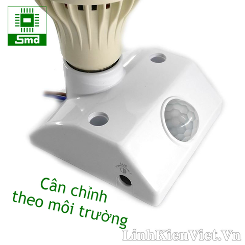 Đui đèn E27 kèm cảm biến nhiệt chuyển động