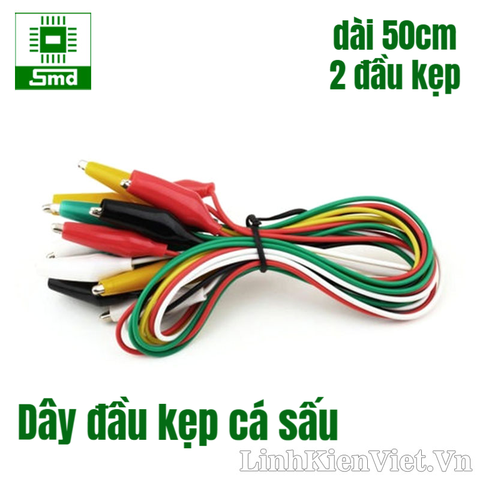 Bộ 10 dây đầu kẹp cá sấu 50cm (kẹp nhỏ)