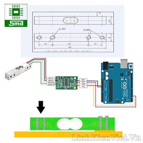 Cảm biến trọng lượng Loadcell 611N 1kg độ chính xác cao