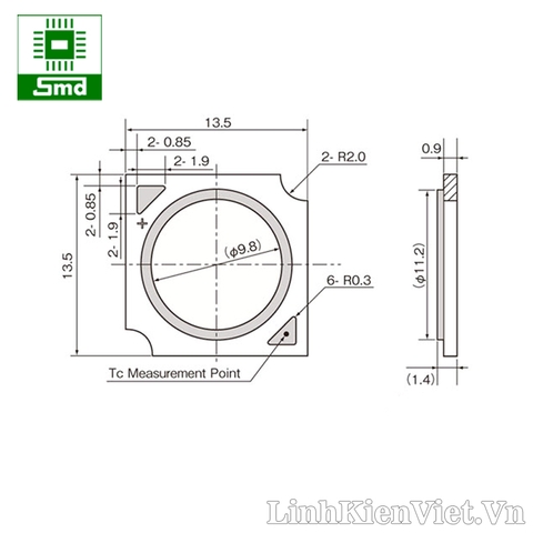 Led COB Vuông 3W 11mm Sáng Trắng