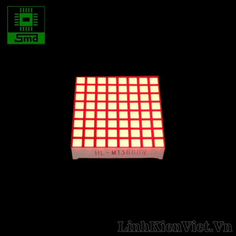 Led matrix 8x8 F3.0mm điểm vuông màu đỏ 32x32mm)