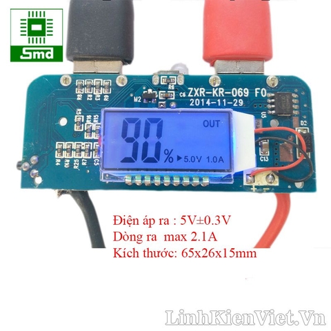 Mạch sạc dự phòng 2 cổng ra V3 (LCD hiển thị số)