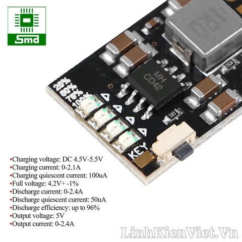 Mạch sạc và bảo vệ pin Lithium 5V 2A (MH-CD42)