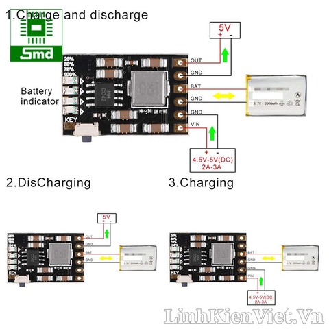 Mạch sạc và bảo vệ pin Lithium 5V 2A (MH-CD42)