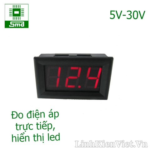 Vôn kế đo áp DC 4.5 - 30V hiển thị led 0.56 inch (Vỏ chữ nhật)