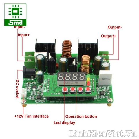 Module nguồn đa năng có hạn dòng 38V-6A Buck - boost (Tự động nâng - hạ điện áp)