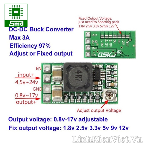 Module hạ áp 3A hiệu suất cao (Vin 5-24V)