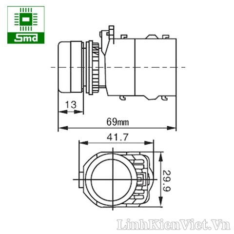 Công tắc nhấn giữ LA38-11 phi 22mm không đèn 3 màu xanh, màu đỏ