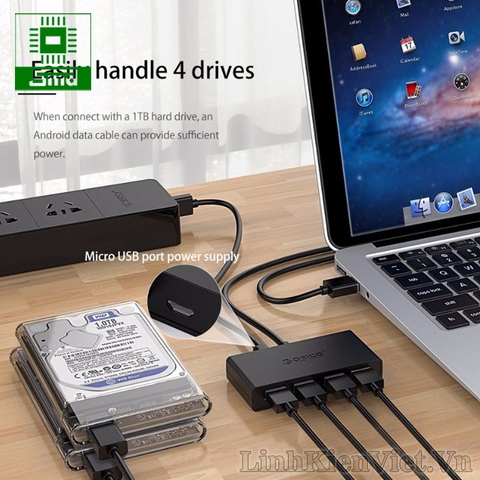 Bộ chia USB HUB 4 cổng USB3.0 dài 30cm (màu đen)