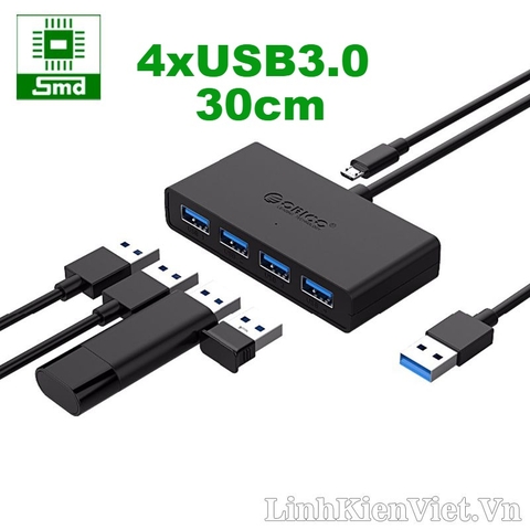 Bộ chia USB HUB 4 cổng USB3.0 dài 30cm (màu đen)