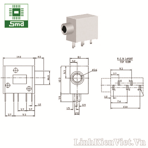 Jack Audio 3.5MM PJ-215 5P (Đen)(PJ325)