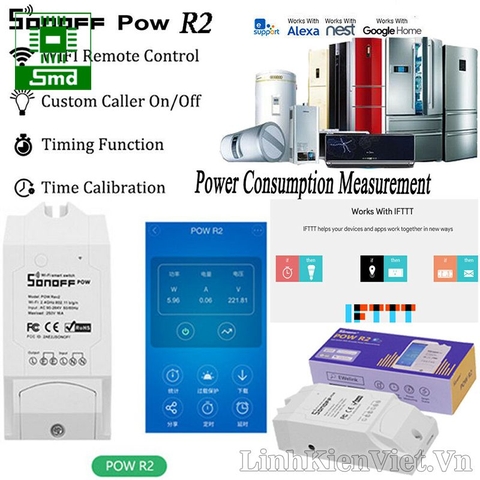 Công tắc thông minh SONOFF POW R2 điều khiển từ xa qua Wifi 3G 4G