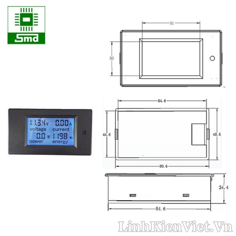 Công tơ điện tử DC 50A (PZEM-051 Kèm trở Shunt)