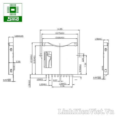 Khe cắm thẻ nhớ micro SD V2 (socket TF card)