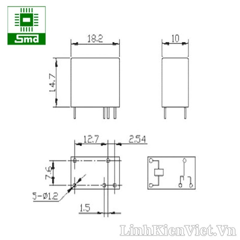 Relay SONGLE SRSB-12VDC-SL-A (5A-4 chân)