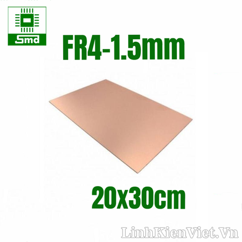 Phíp đồng thủy tinh hai mặt (FR4-1.5mm) 20x30cm