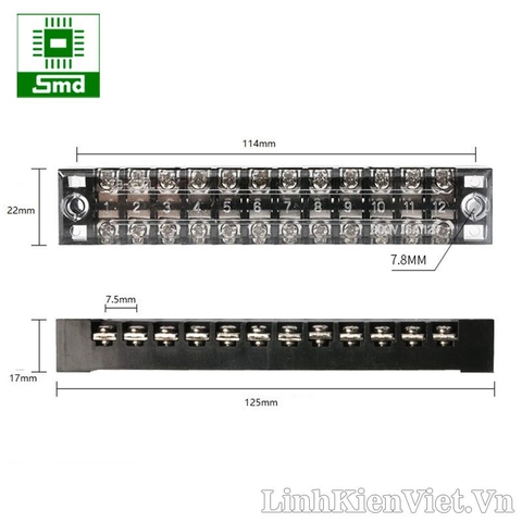 Cầu đấu TB-1512 (15A 12 chấu)