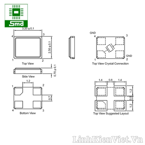 Thạch anh 20Mhz 3225-SMD