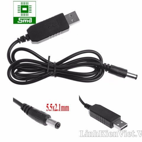 Cáp chuyển đổi điện áp từ cổng USB 5V sang 12V