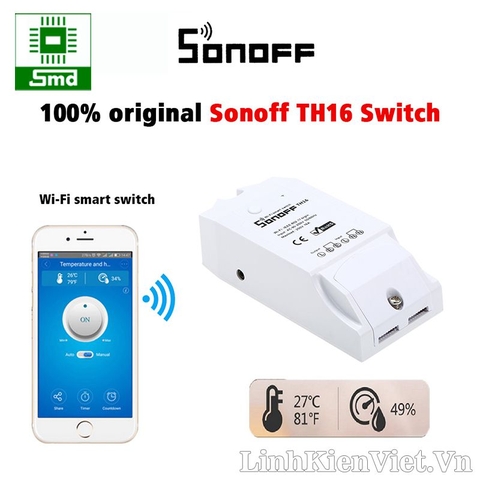 Công tắc thông minh Smart Switch Sonoff TH16 điều khiển từ xa qua Wifi 3G 4G